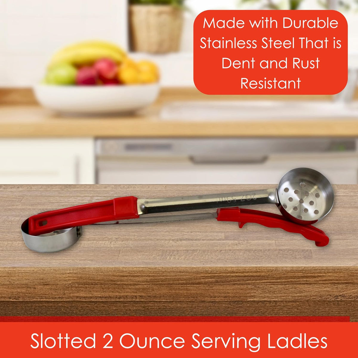 4 oz Slotted Stainless Steel Portion Control Ladle Spoodle - [Pack of 2]