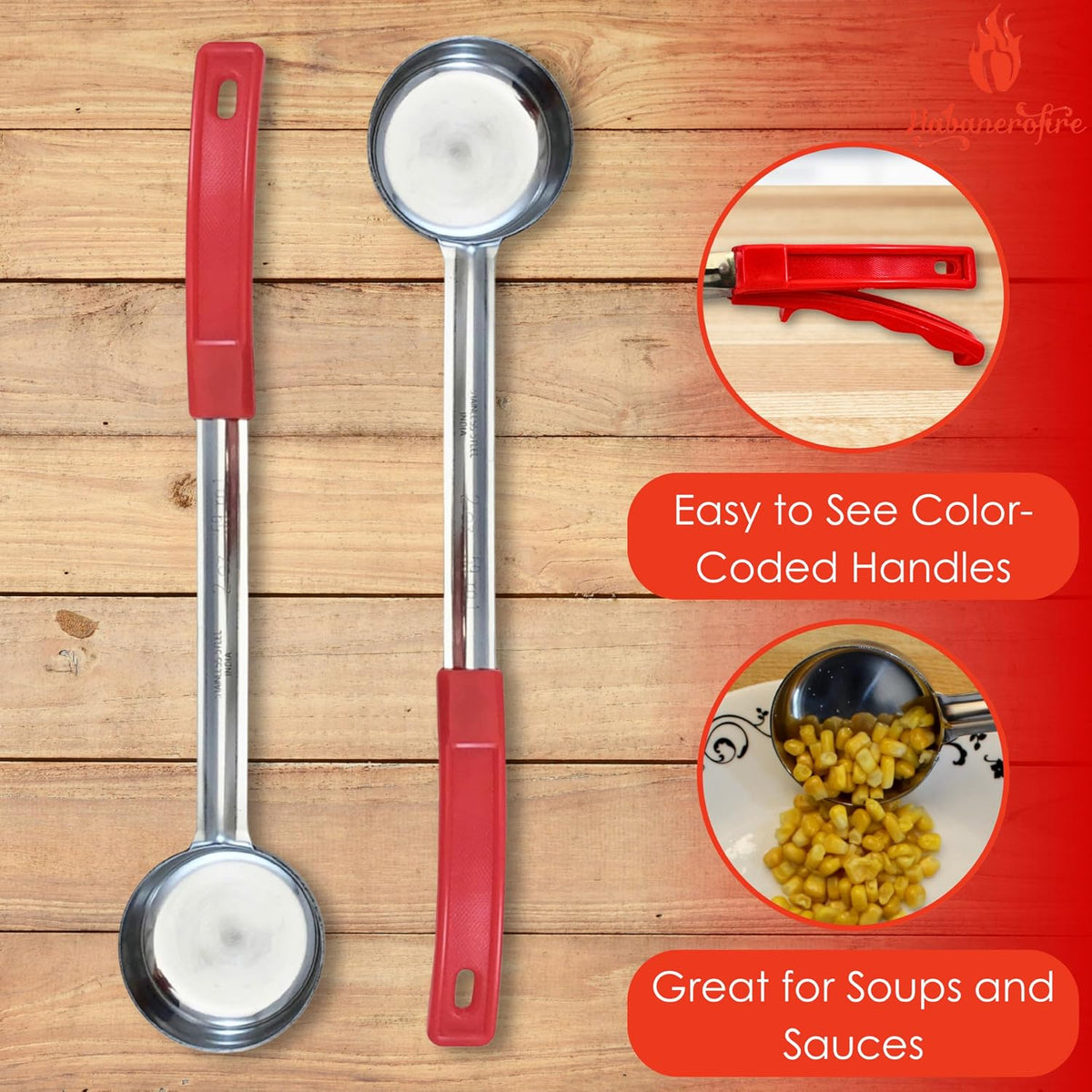 4 oz Slotted Stainless Steel Portion Control Ladle Spoodle - [Pack of 2]