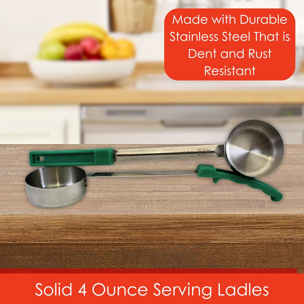 4 oz Slotted Stainless Steel Portion Control Ladle Spoodle - [Pack of 2]