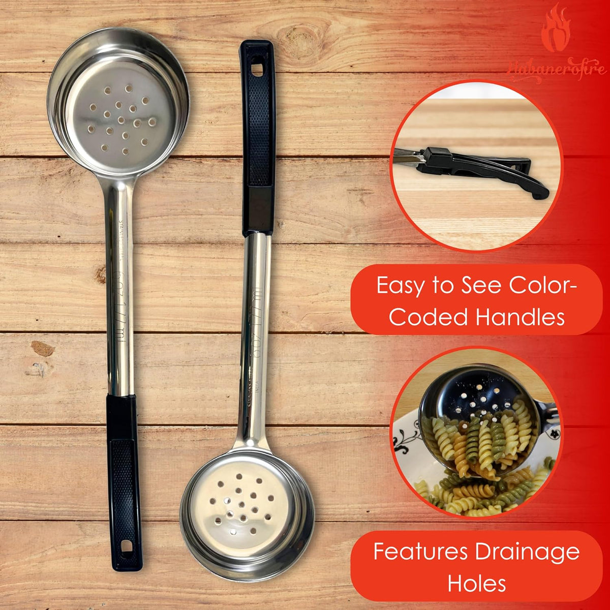 4 oz Slotted Stainless Steel Portion Control Ladle Spoodle - [Pack of 2]