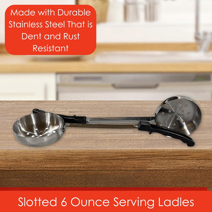 4 oz Slotted Stainless Steel Portion Control Ladle Spoodle - [Pack of 2]