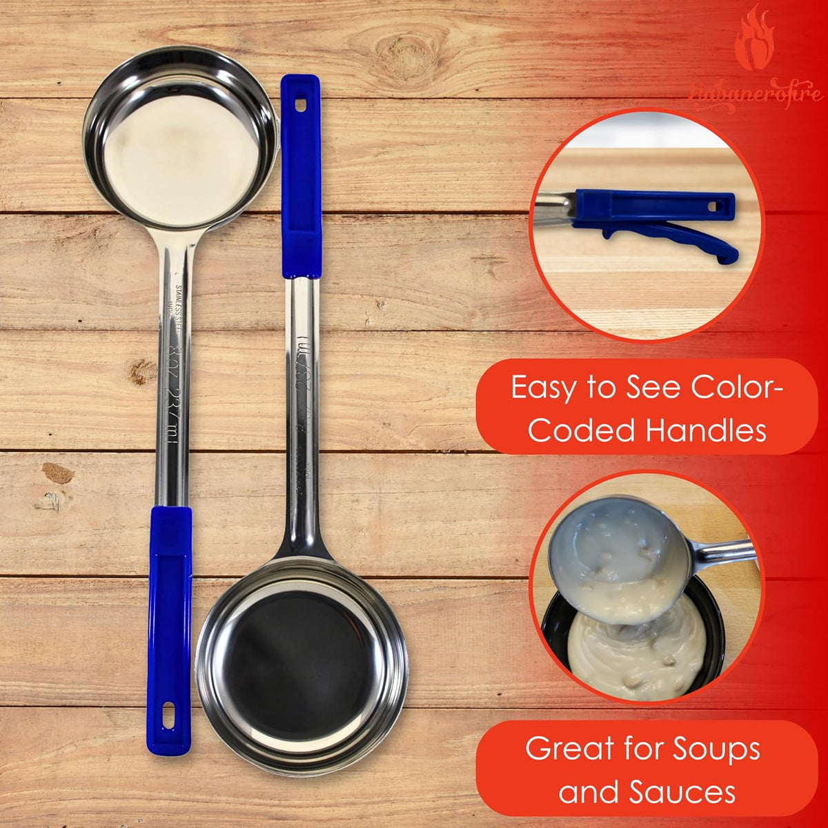 4 oz Slotted Stainless Steel Portion Control Ladle Spoodle - [Pack of 2]