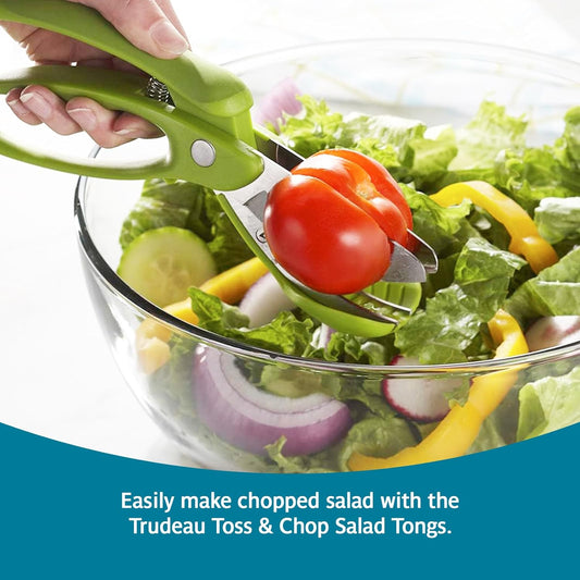 Toss and Chop Salad Tongs, Stainless Steel - Multi-Function Salad Servers for Easy Tossing, Chopping, and Mixing - Durable and Ergonomic Design for Kitchen Use