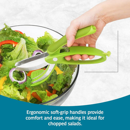 Toss and Chop Salad Tongs, Stainless Steel - Multi-Function Salad Servers for Easy Tossing, Chopping, and Mixing - Durable and Ergonomic Design for Kitchen Use