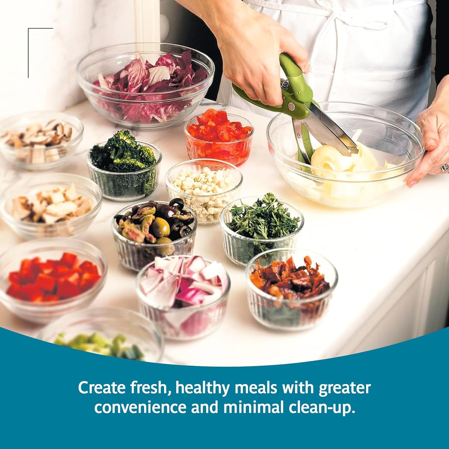 Toss and Chop Salad Tongs, Stainless Steel - Multi-Function Salad Servers for Easy Tossing, Chopping, and Mixing - Durable and Ergonomic Design for Kitchen Use