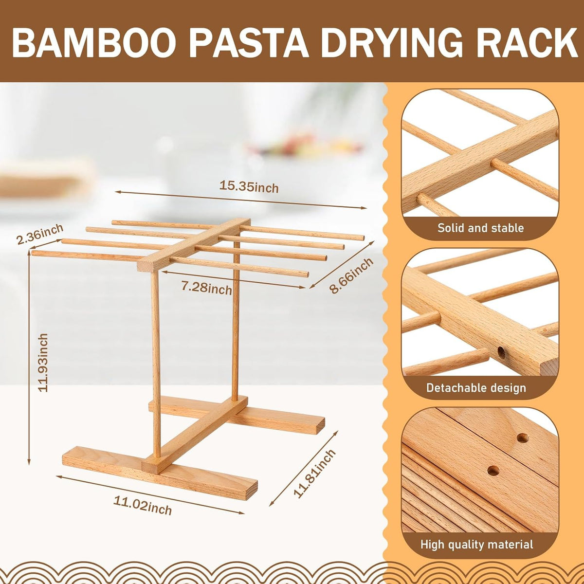 9 Pcs Pasta Making Tool Set Include 1 Bamboo Drying Rack 1 Ravioli Press 1 Gnocchi Board 1 Cutter 1 Rolling Pin 1 Filling Spoon 3 Ravioli Stamp for Pasta Maker