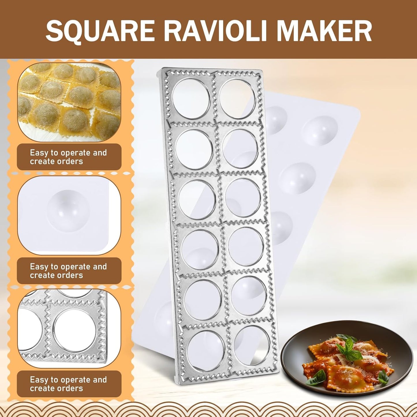 9 Pcs Pasta Making Tool Set Include 1 Bamboo Drying Rack 1 Ravioli Press 1 Gnocchi Board 1 Cutter 1 Rolling Pin 1 Filling Spoon 3 Ravioli Stamp for Pasta Maker