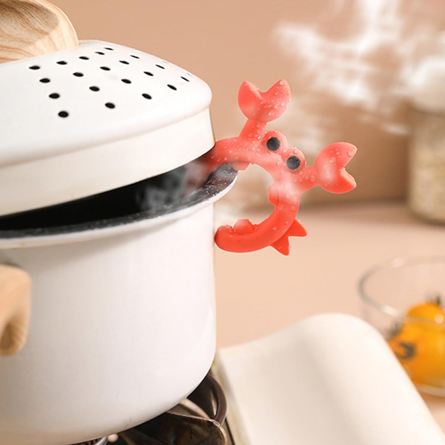 4 Pcs Crab Spatula Holder, Crab Spoon Holder for Pot, Crab Utensil Rest, Creative Crab Shaped Spatula Rack, Silicone Multifunctional Cute Crab Spatula Holder Anti-overflow Clip (Mixed Colors)