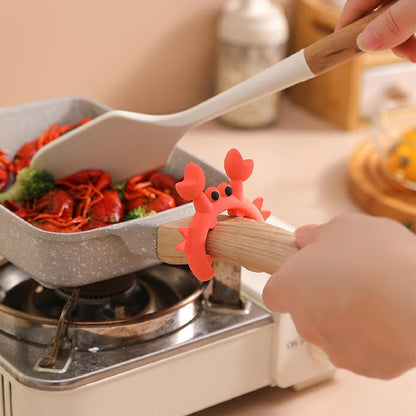 4 Pcs Crab Spatula Holder, Crab Spoon Holder for Pot, Crab Utensil Rest, Creative Crab Shaped Spatula Rack, Silicone Multifunctional Cute Crab Spatula Holder Anti-overflow Clip (Mixed Colors)