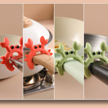 4 Pcs Crab Spatula Holder, Crab Spoon Holder for Pot, Crab Utensil Rest, Creative Crab Shaped Spatula Rack, Silicone Multifunctional Cute Crab Spatula Holder Anti-overflow Clip (Mixed Colors)