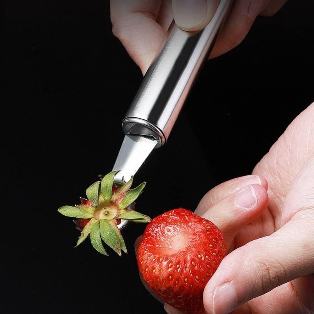 Silver Stems Remover For Pineapple Strawberry Tomato Cherry Stainless Steel Tomato Corer Strawberry Huller Stem Remover Fruit Leaf, Corers and Pitters