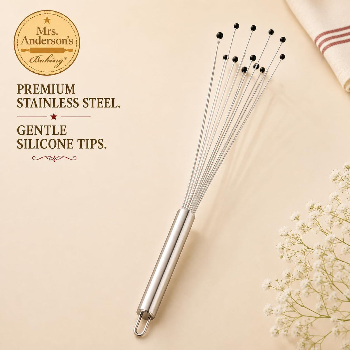Double Balloon with Aerator Ball Wire Whisk, Stainless Steel, 12-Inch