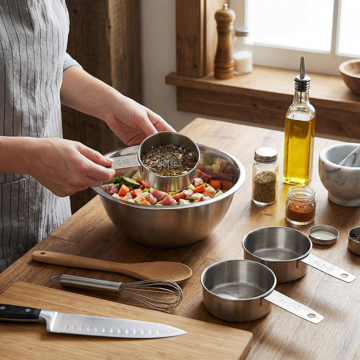 1 Cup Stainless Steel Measuring Cup, 250 ml Cooking Measure Scoop, 1 Cup Measure Cup Tablespoon with Handle for Dry and Wet Food, 250 ml Metal Coffee Scoop for Cooking Drinking Baking