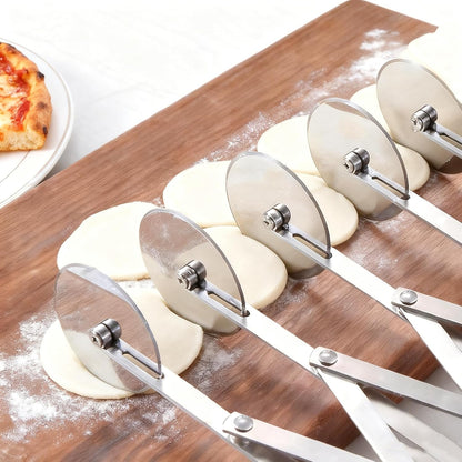 Wheel Pastry Cutter, Adjustable Pasta Cutter with Handle, Stainless Steel Dough Slicer for Noodles, Pizza, Brownies, Pie Crust, Multi-Tool for Baking & Cooking (3 Roller)