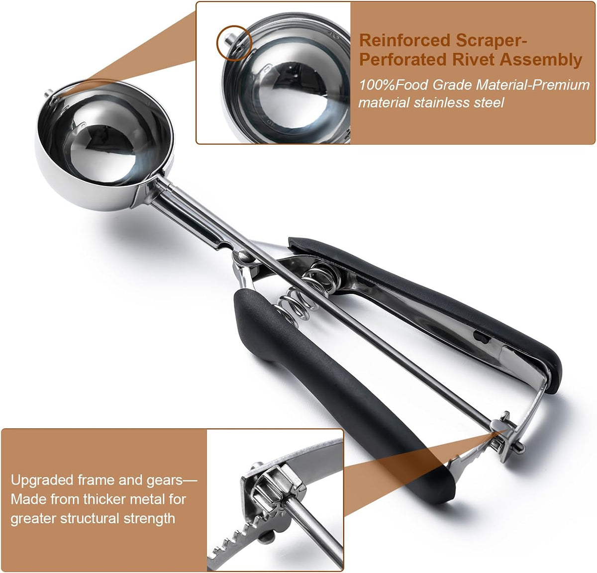Ice Cream Scoop,18/8Stainless Steel Cookie Scoop,2Tbsp/30ml/1oz Cream Scoop