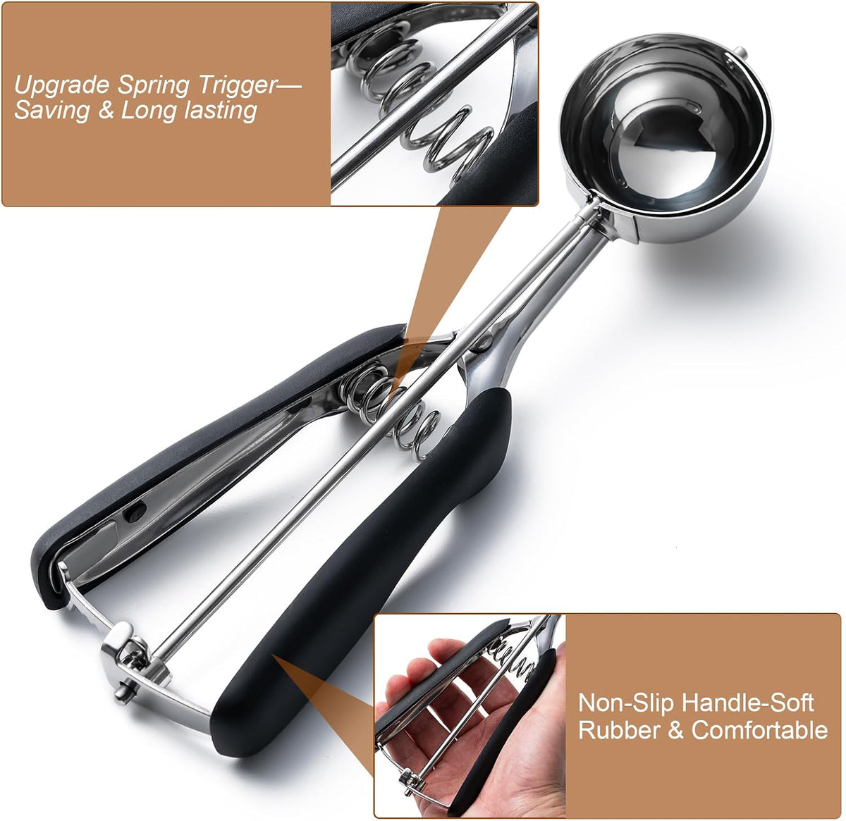 Ice Cream Scoop,18/8Stainless Steel Cookie Scoop,2Tbsp/30ml/1oz Cream Scoop