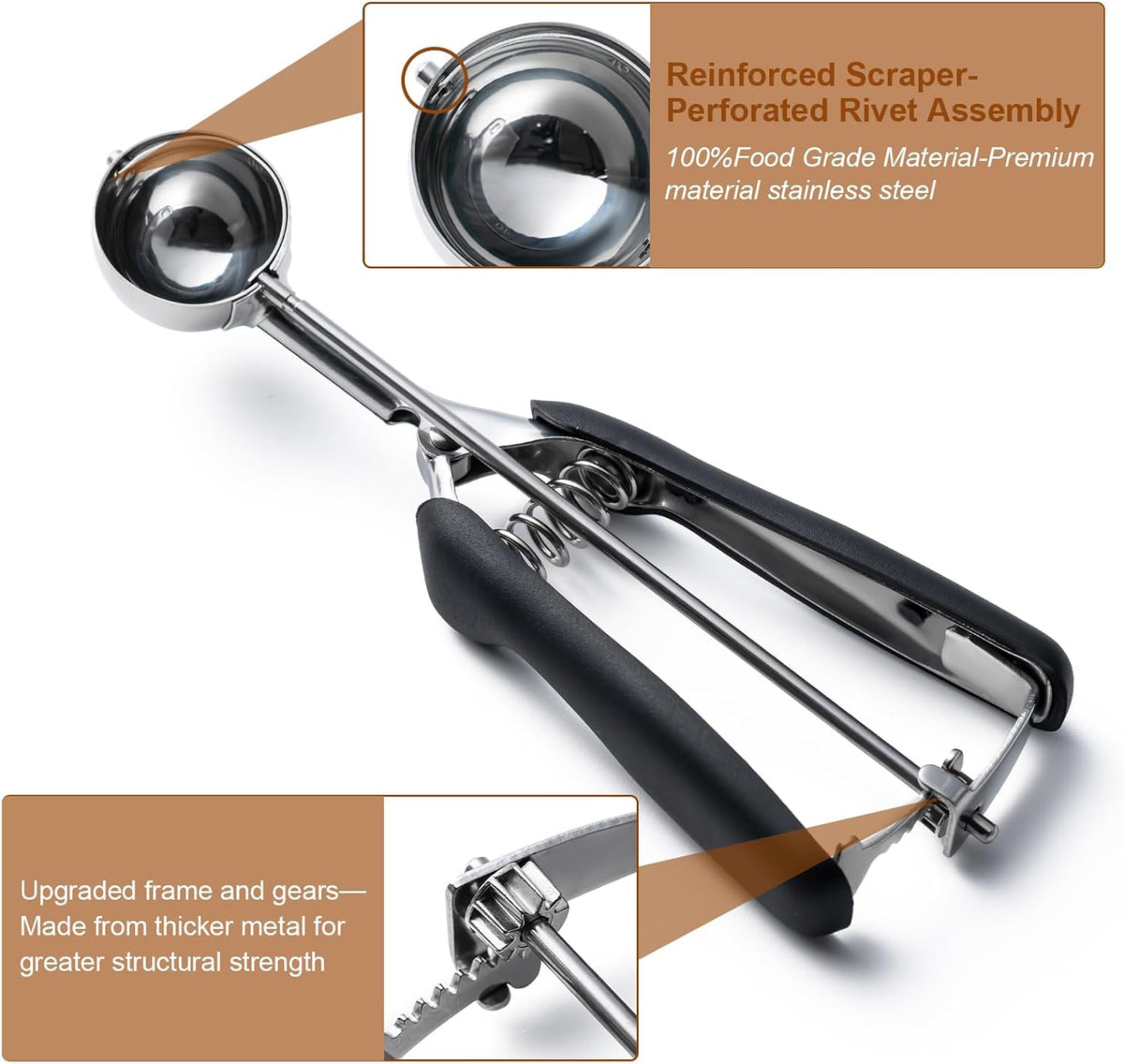 Ice Cream Scoop,18/8Stainless Steel Cookie Scoop,2Tbsp/30ml/1oz Cream Scoop