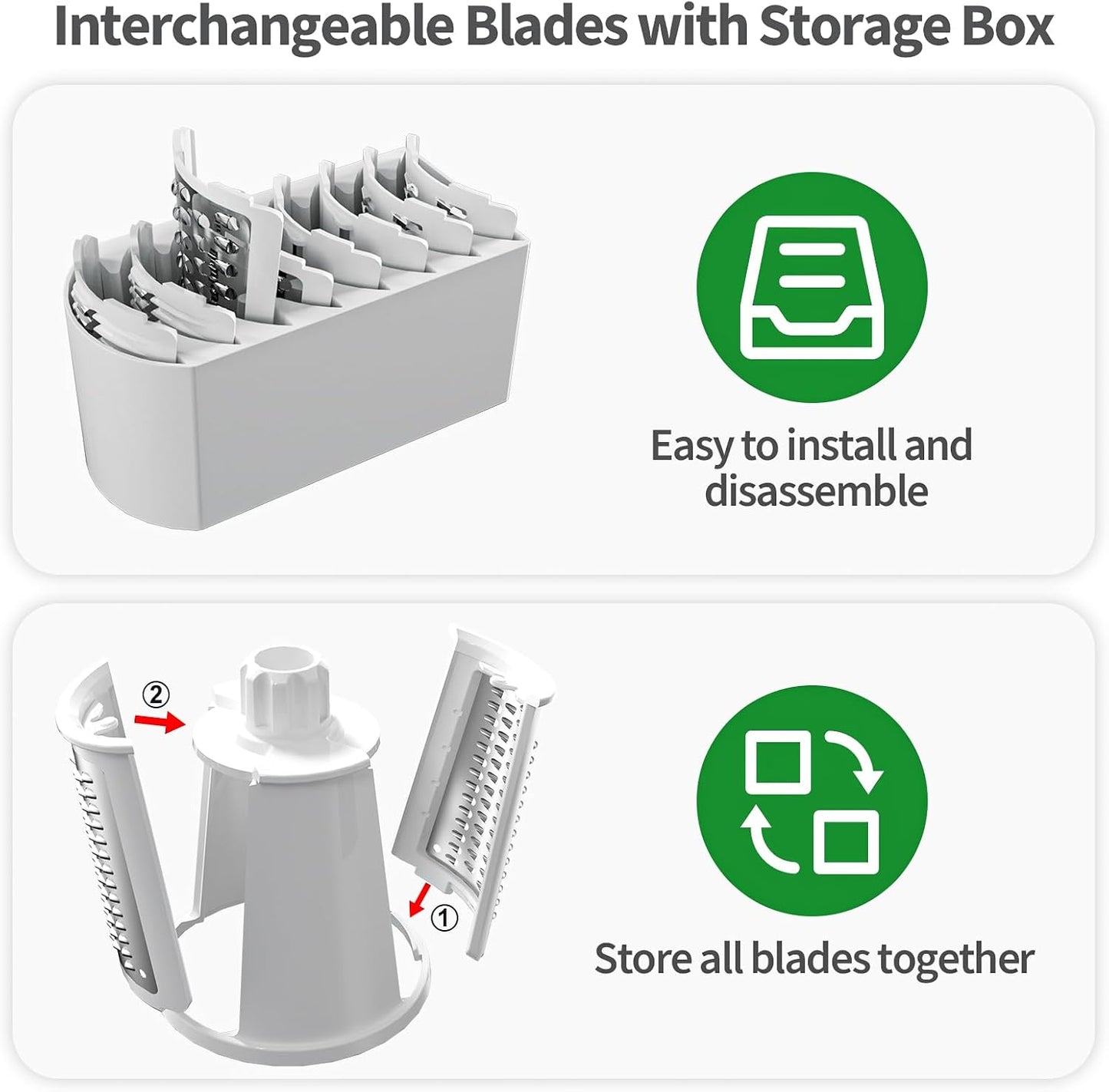 Rotary Cheese Grater Cheese Shredder with 5 Interchangeable Blades, Rotary Grater with Non-slip Suction Base Hand Crank Slicer for Vegetable Nuts White