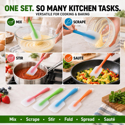 Silicone Spatula Set of 4, Heat Resistant, Food Grade