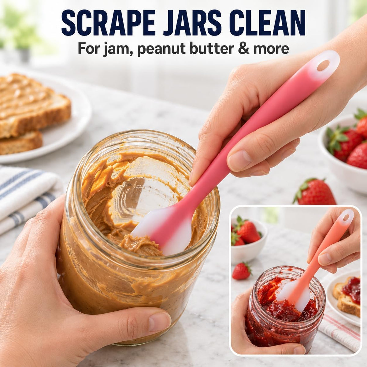 Silicone Spatula Set of 4, Heat Resistant, Food Grade