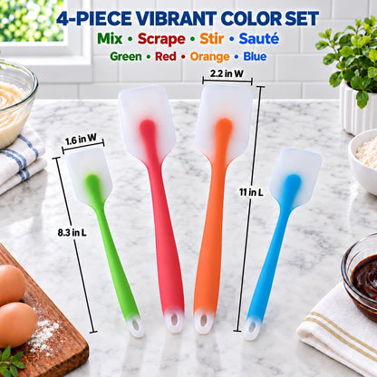 Silicone Spatula Set of 4, Heat Resistant, Food Grade