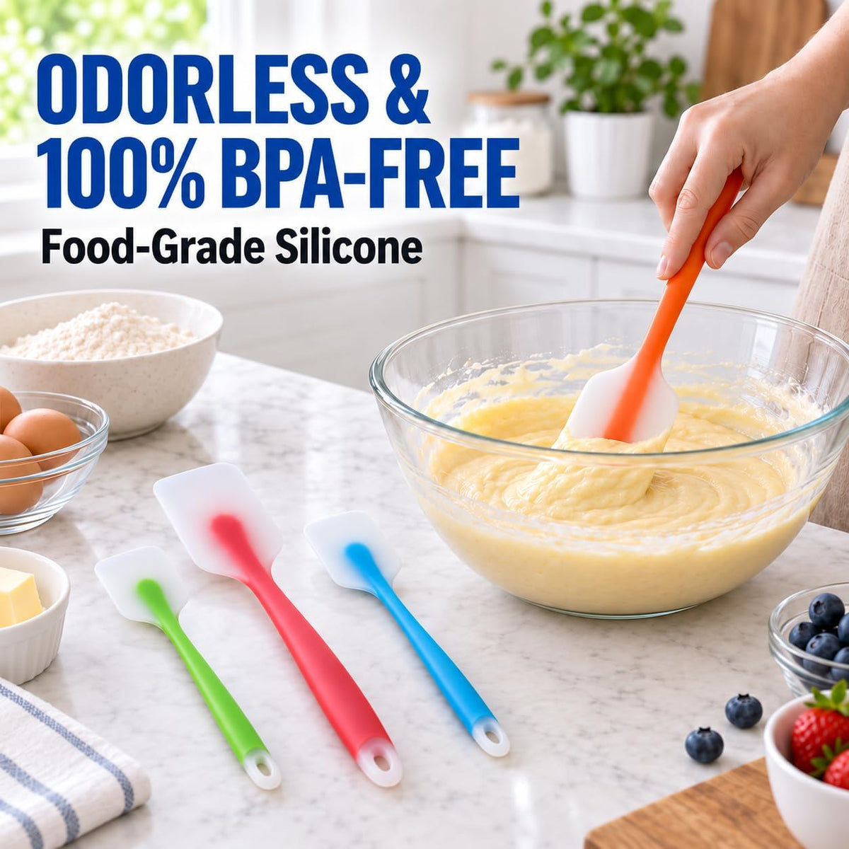 Silicone Spatula Set of 4, Heat Resistant, Food Grade