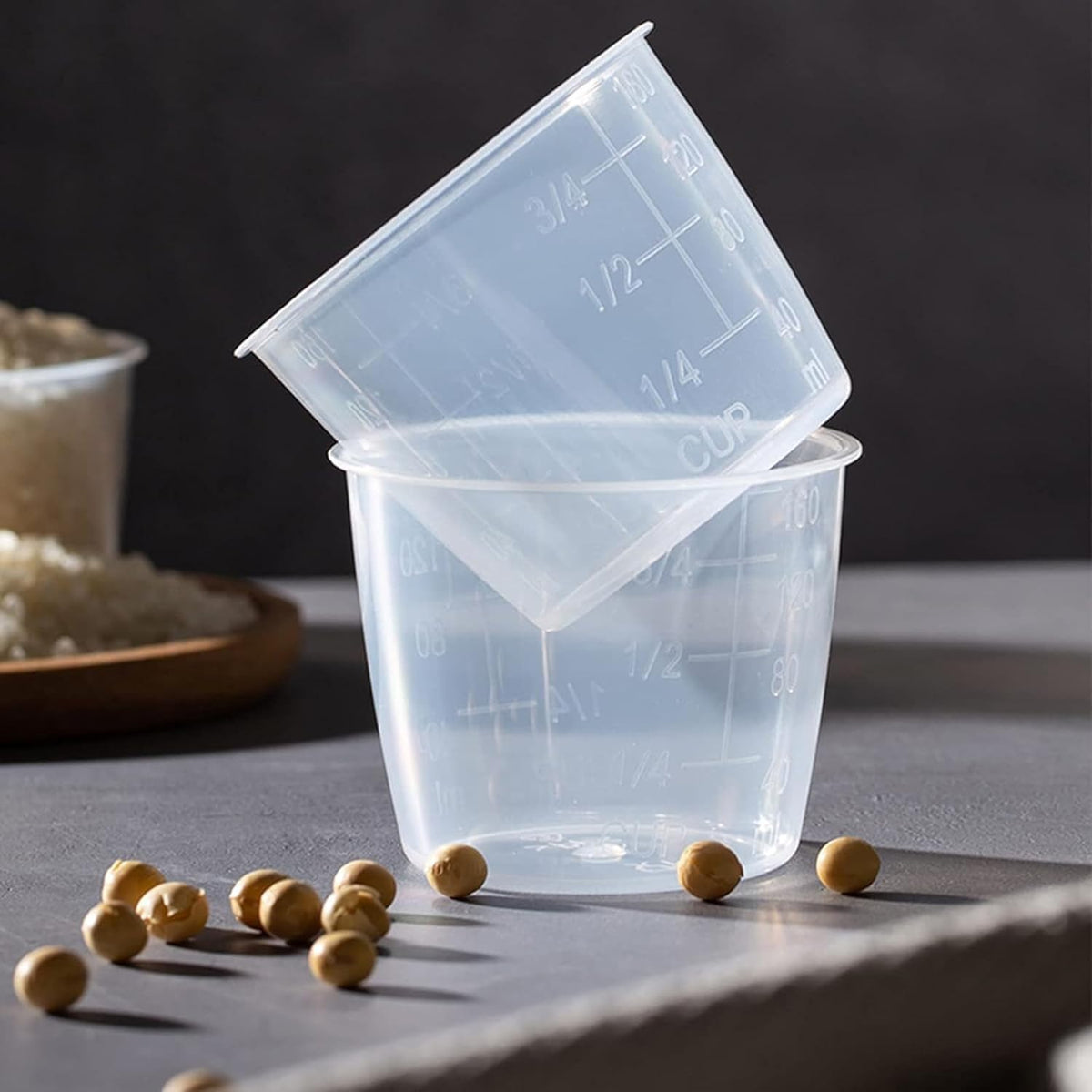 5Pcs Plastic Transparent Rice Measuring Cup, Rice Cooke Laundry Measuring Cup Replacement Tools - for Kitchen Dry and Liquid Ingredients Measuring (160ml)