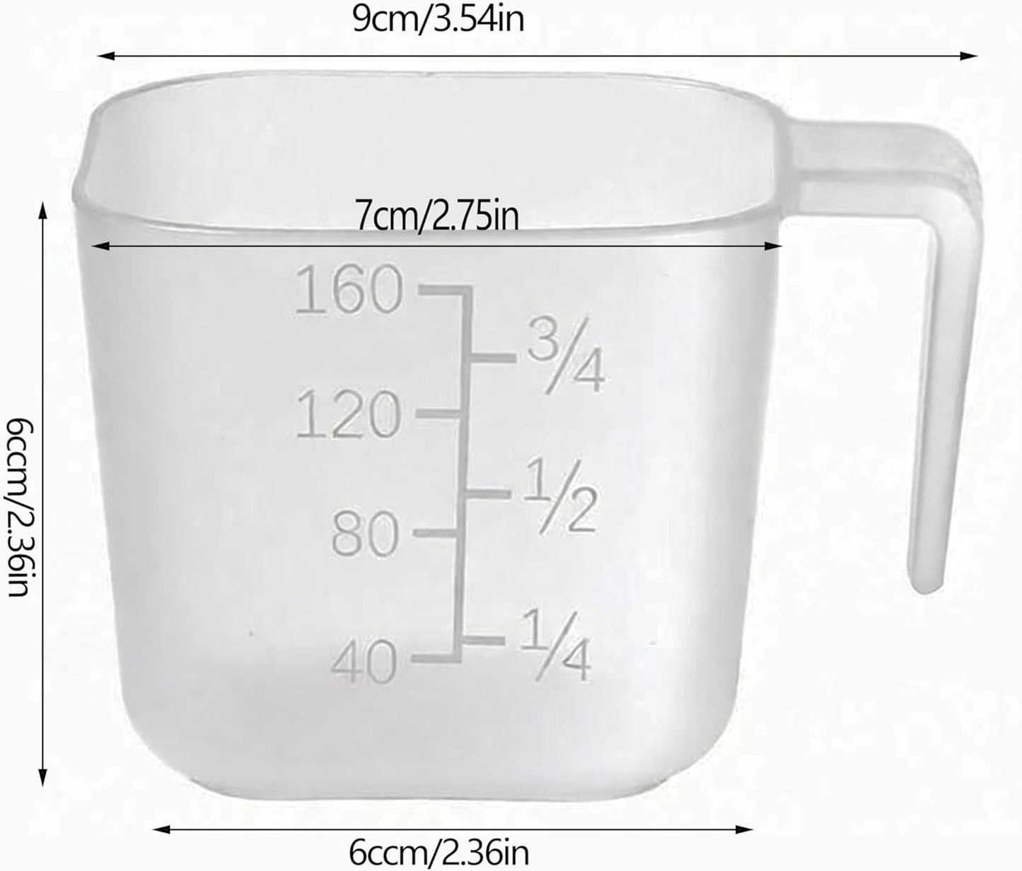 5Pcs Plastic Transparent Rice Measuring Cup, Rice Cooke Laundry Measuring Cup Replacement Tools - for Kitchen Dry and Liquid Ingredients Measuring (160ml)