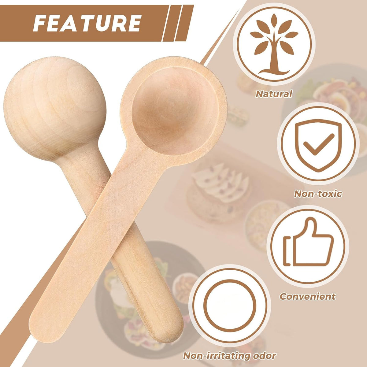 30 Pieces Mini Wooden Spoons Bulk 3 Inch Small Tiny, Cute Style