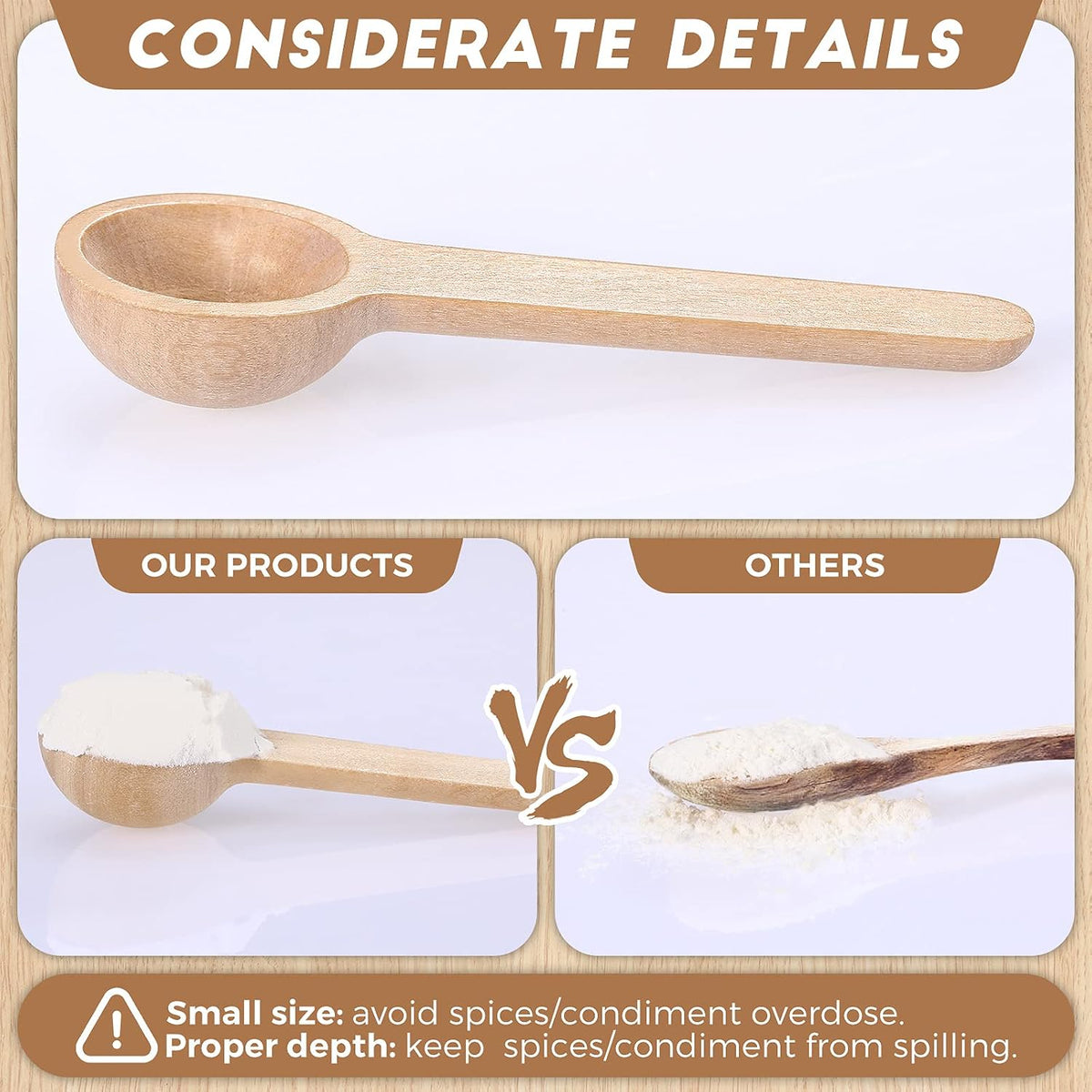 30 Pieces Mini Wooden Spoons Bulk 3 Inch Small Tiny, Cute Style