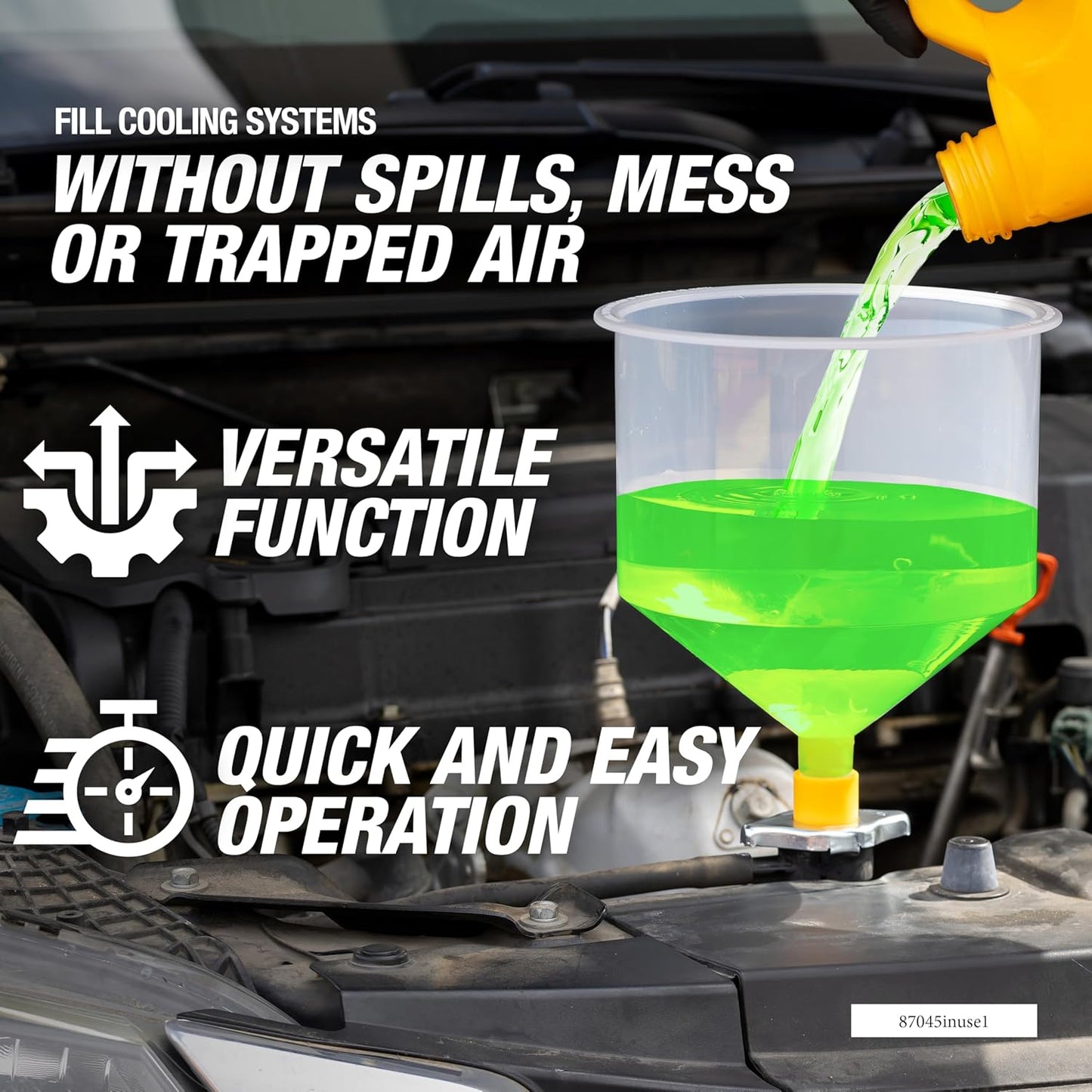 No-Spill Coolant Funnel Kit, 15 Piece Fluid and Oil Funnel Set, Allows Access To Hard-To-Reach Radiators