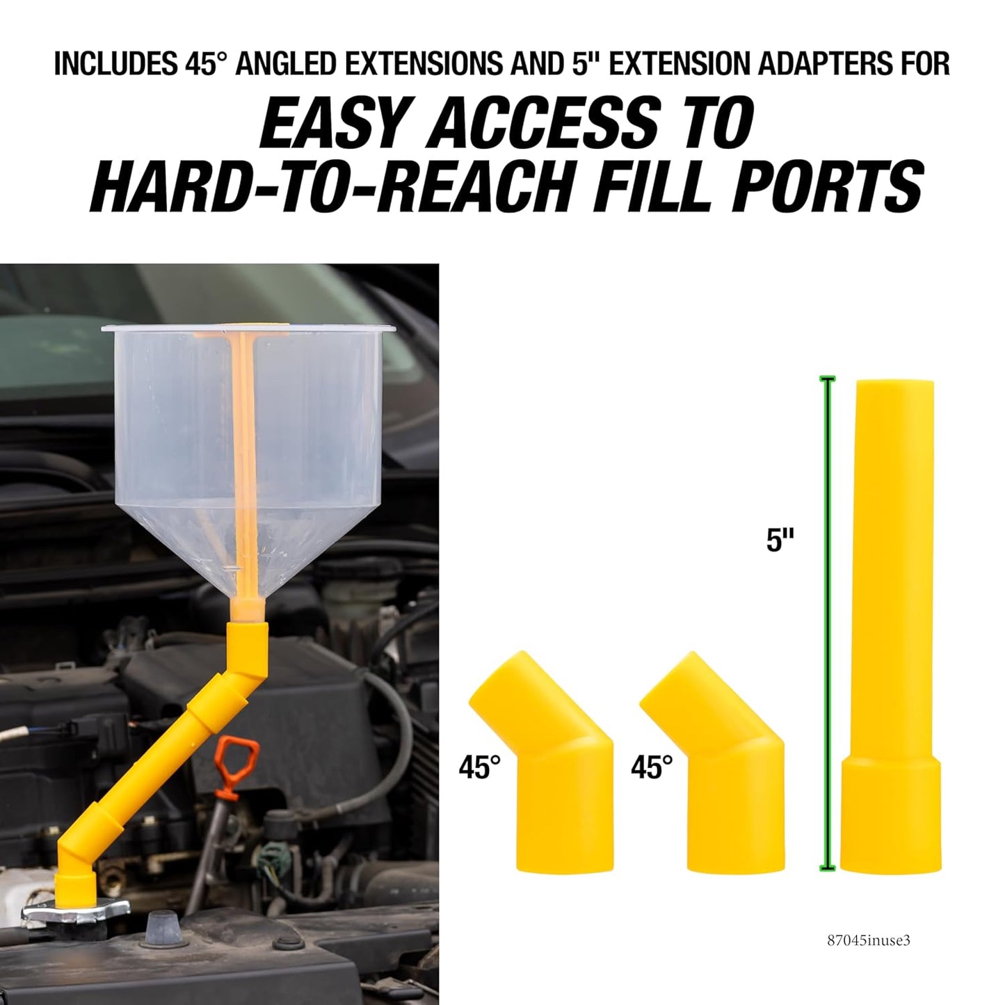 No-Spill Coolant Funnel Kit, 15 Piece Fluid and Oil Funnel Set, Allows Access To Hard-To-Reach Radiators