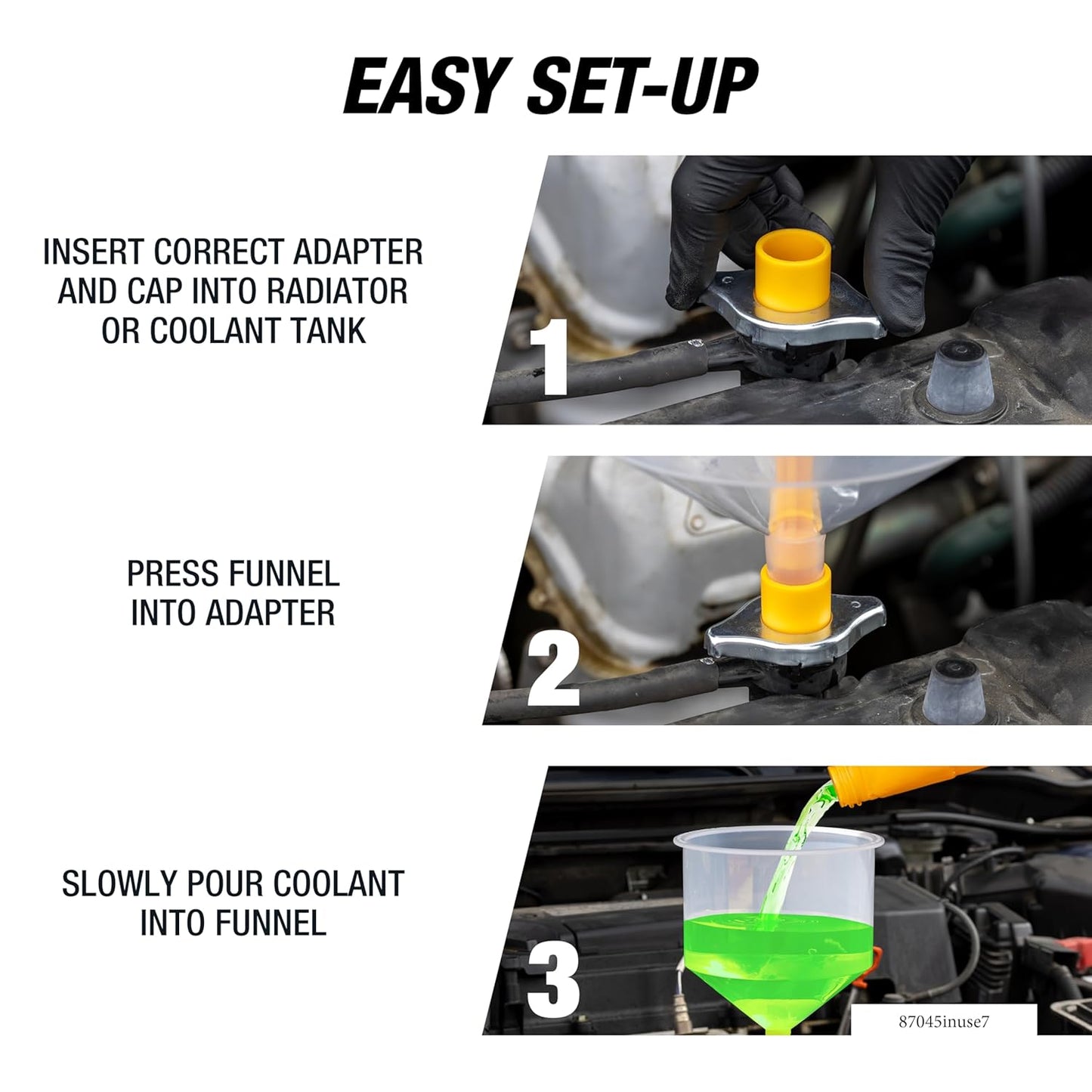 No-Spill Coolant Funnel Kit, 15 Piece Fluid and Oil Funnel Set, Allows Access To Hard-To-Reach Radiators