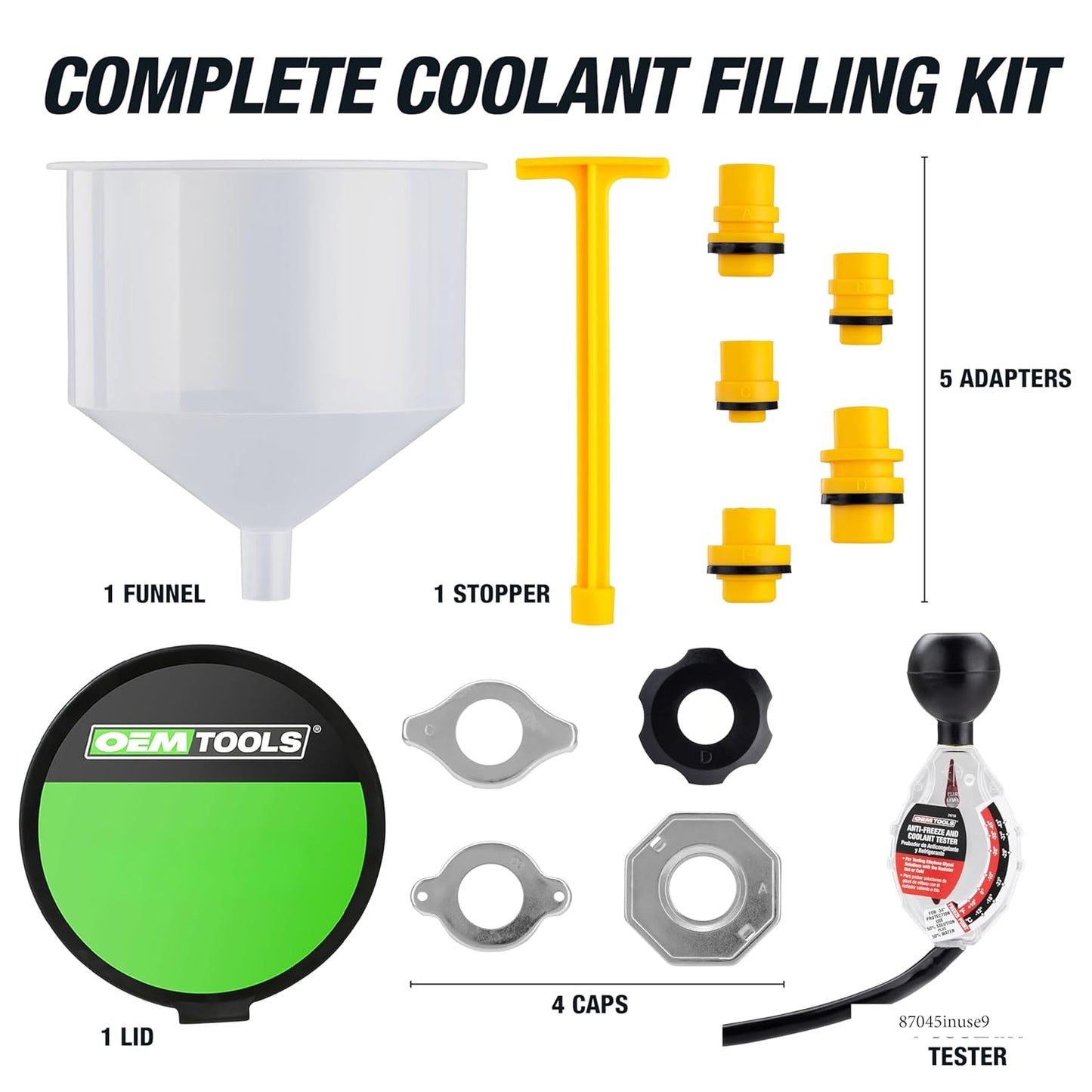 No-Spill Coolant Funnel Kit, 15 Piece Fluid and Oil Funnel Set, Allows Access To Hard-To-Reach Radiators