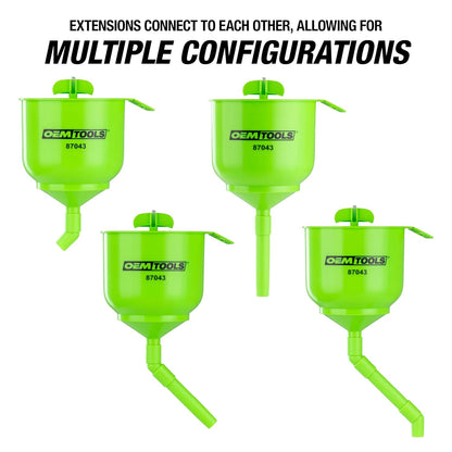 No-Spill Coolant Funnel Kit, 15 Piece Fluid and Oil Funnel Set, Allows Access To Hard-To-Reach Radiators