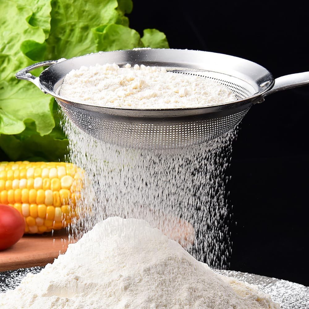 3 Pieces Spider Strainer Skimmer Spoon Set, Fine Mesh Stainless Steel Sieve Food Strainers, Large Hole Slotted Colander Frying Spoons, Strainer Ladle Wire Skimmer Spoon with Handle for Kitchen