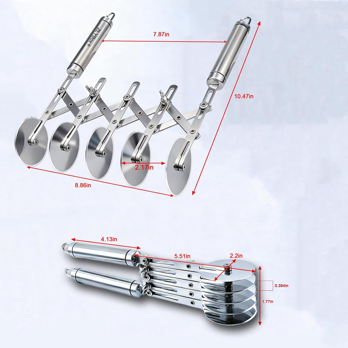 5-Wheel Pastry Cutter & Dough Divider - Adjustable Heavy Duty Stainless Steel Tool for Cinnamon Rolls, Brownies, Lattice, Pasta, Pizza | Achieve Perfect, Even Cuts Every Time