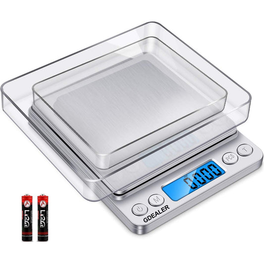 Food Scale, 0.001oz/0.01g Precise Digital Kitchen Scale Gram Scales Weight Food Coffee Scale Digital Scales for Cooking Baking Stainless Steel Back-lit LCD Display Pocket Small Scale, Silver