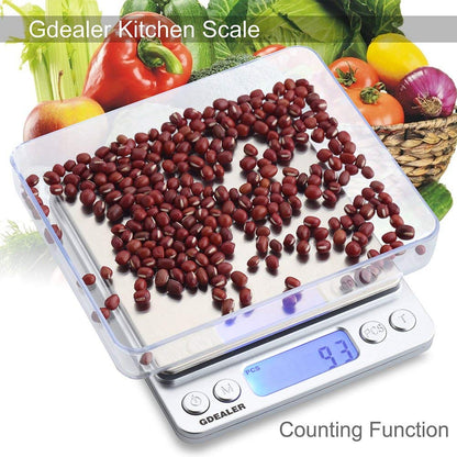 Food Scale, 0.001oz/0.01g Precise Digital Kitchen Scale Gram Scales Weight Food Coffee Scale Digital Scales for Cooking Baking Stainless Steel Back-lit LCD Display Pocket Small Scale, Silver