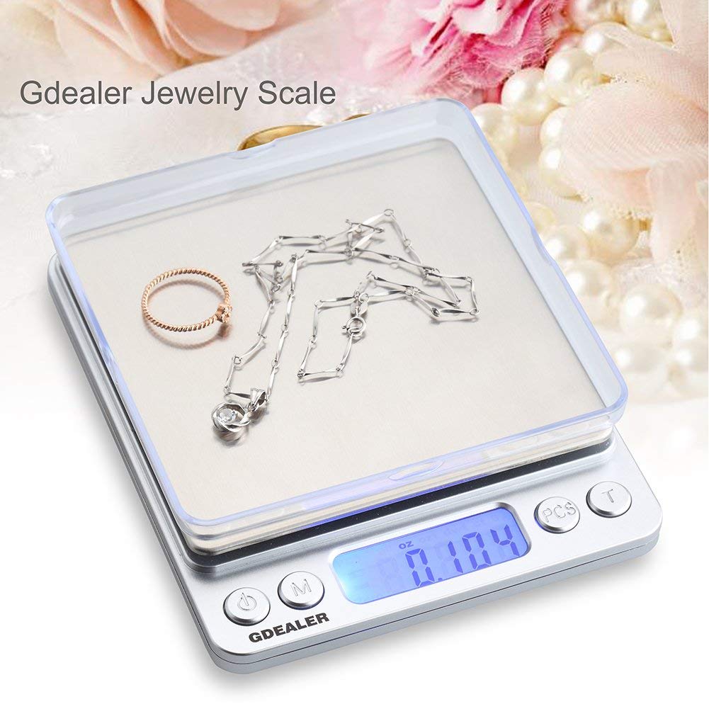Food Scale, 0.001oz/0.01g Precise Digital Kitchen Scale Gram Scales Weight Food Coffee Scale Digital Scales for Cooking Baking Stainless Steel Back-lit LCD Display Pocket Small Scale, Silver