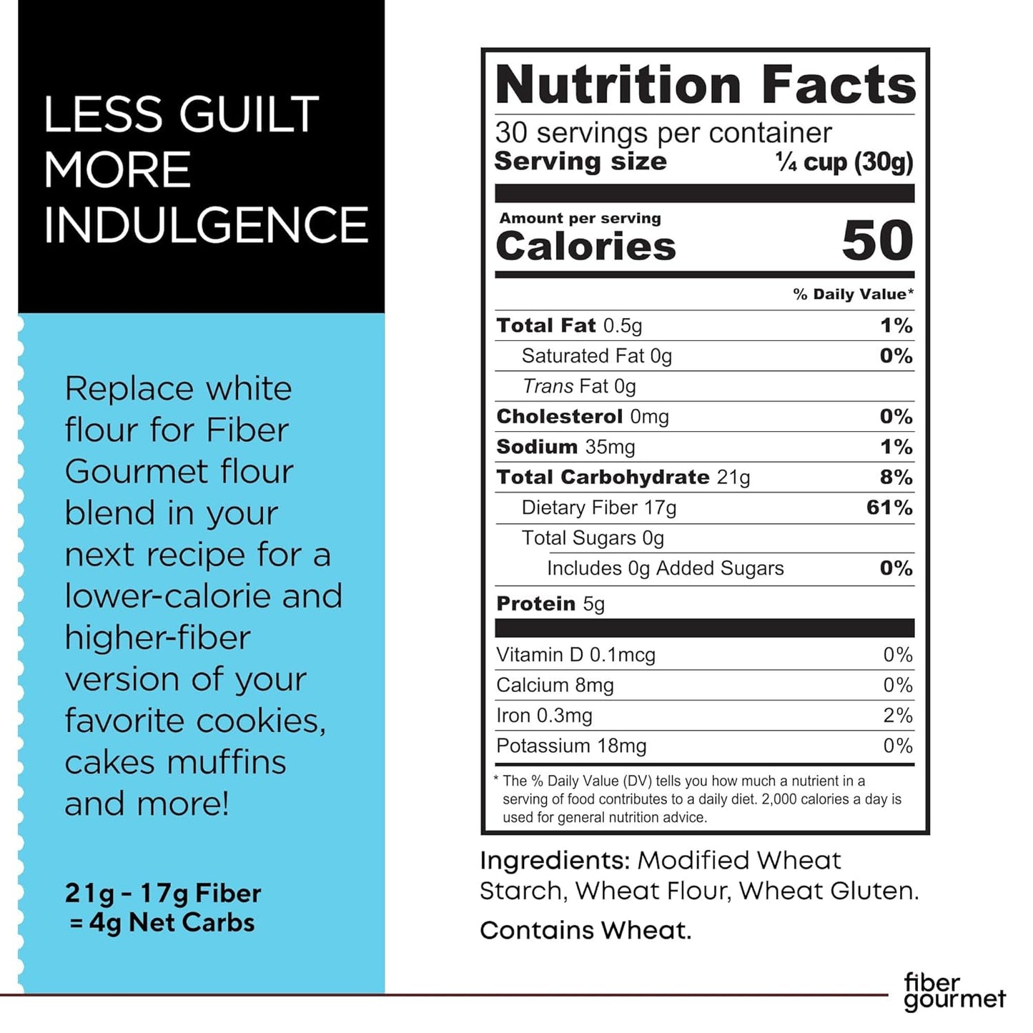 Low Net Carb Flour Blend - Keto Friendly All-Purpose Baking Flour with 55% Fewer Calories, 81% Fewer Net Carbs, 17g Fiber, Non-GMO Vegan - 32 Ounce (pack of 1)