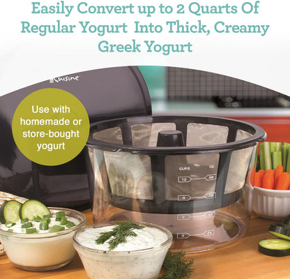 GY60 Greek Yogurt Maker with Ultra Fine Mesh Stainless Steel Strainer Basket, BPA Free, Patented Greek Yogurt Strainer, Ideal for Healthy Homemade Yogurt, Dips, and Desserts