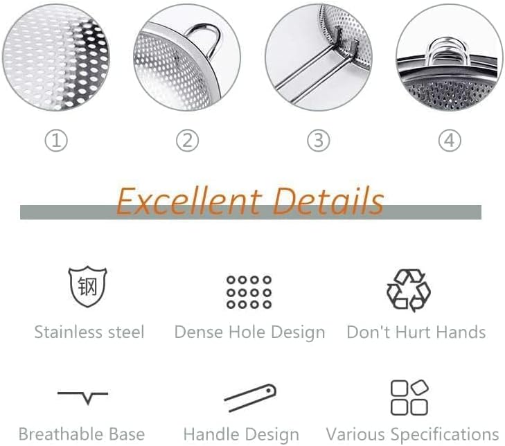 Stainless Steel Basin Colander with Handle Kitchen Strainer, Resting Feet and Colander to Strain, Rinse, Fry, Steam or Cook Vegetables & Pasta & Wash fruits