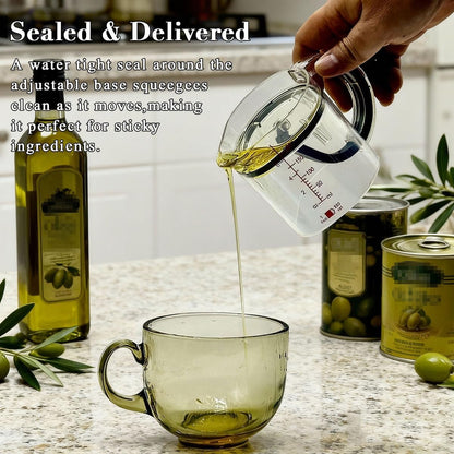 4-in-1 Adjustable Measuring Cup, Multi Measurings Cube Cups for Cooking and Baking with Oz/Ml Dual Markings, Scraper-Style Seal Base, Space-Saving Easy to Clean