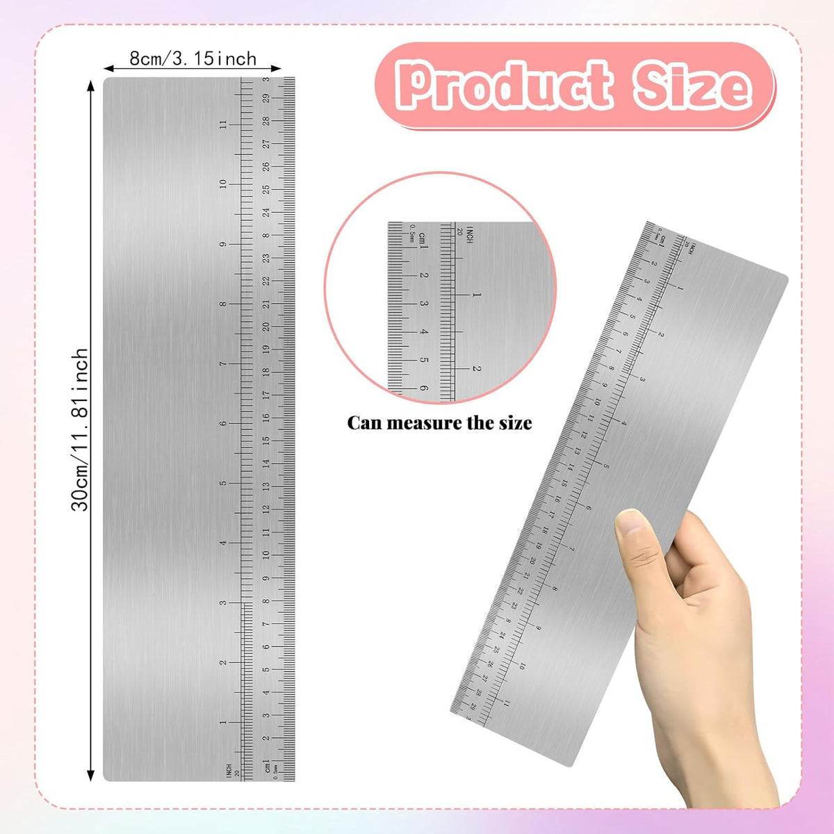 12 Inches Stainless Steel Cake Scraper Leveler and Smoother Metal Cake Scraper Frosting Smoother Baking Scraper Tool for Buttercream