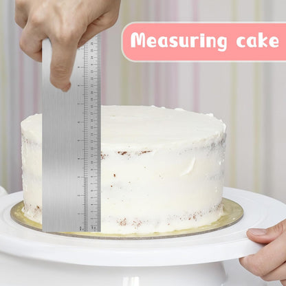12 Inches Stainless Steel Cake Scraper Leveler and Smoother Metal Cake Scraper Frosting Smoother Baking Scraper Tool for Buttercream