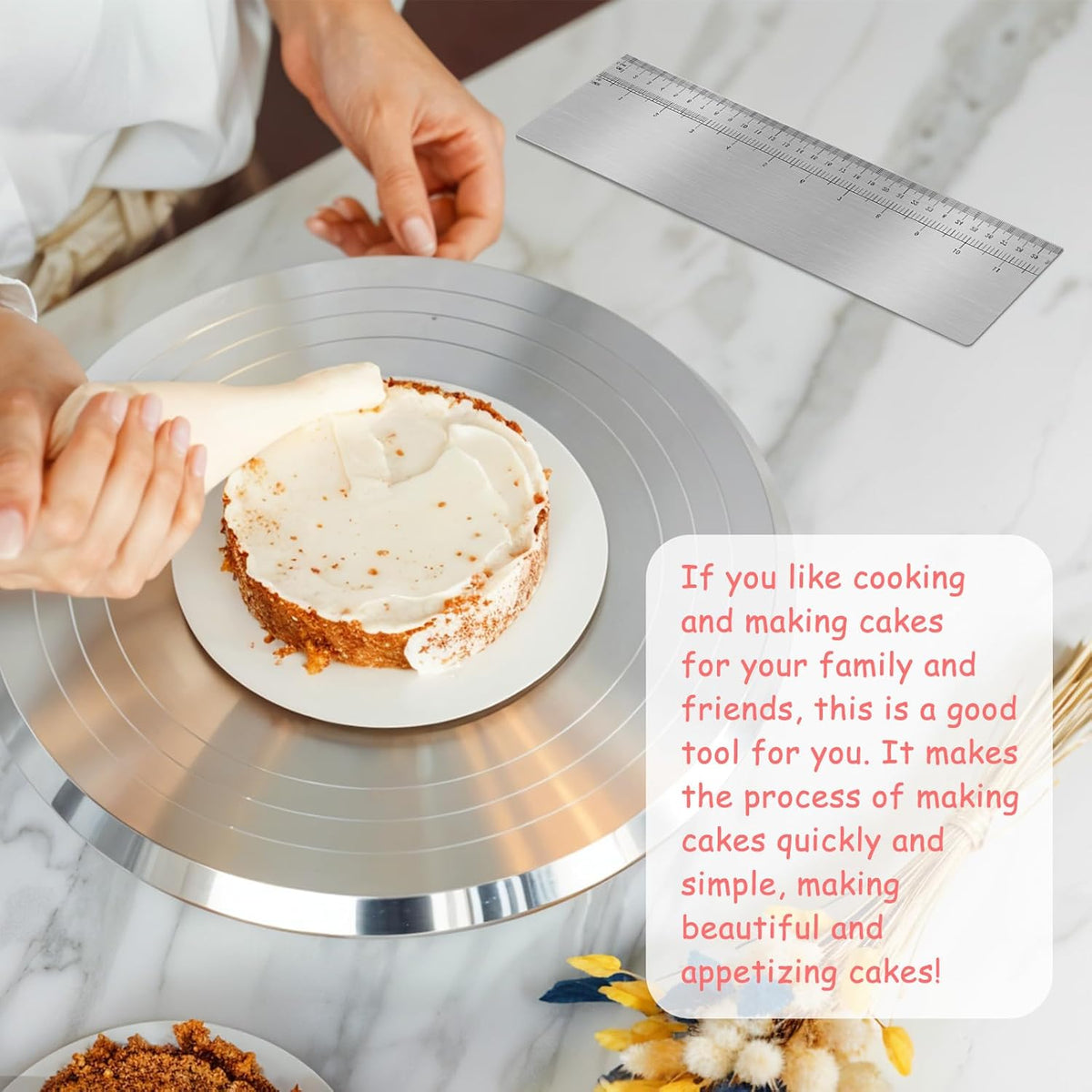 12 Inches Stainless Steel Cake Scraper Leveler and Smoother Metal Cake Scraper Frosting Smoother Baking Scraper Tool for Buttercream