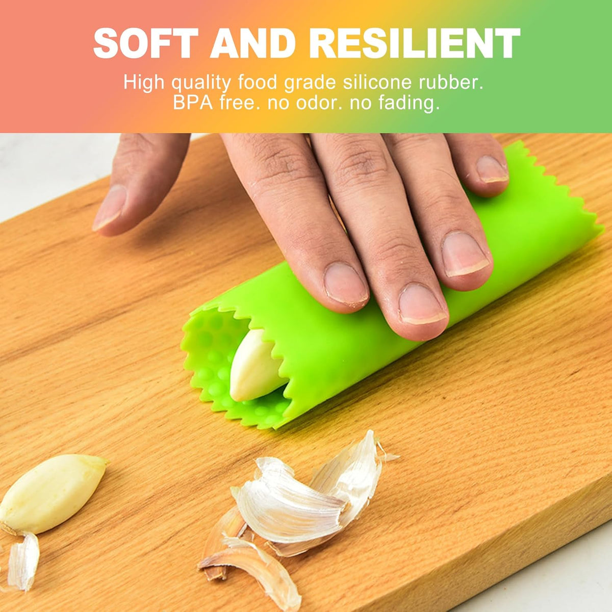 3-Piece Silicone Garlic Peeler & Press Set – Quick Garlic Prep Tool with Food-Grade Silicone, No-Squeeze Design, Easy-Clean Kitchen Gadget for Home & Restaurant Use