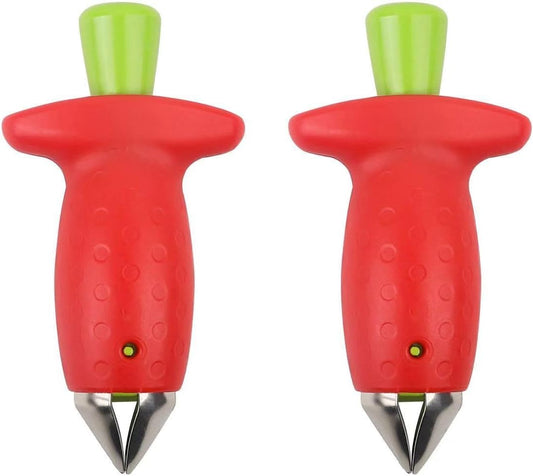 Original Stem Gem Strawberry Huller, Red/Green, quick Remove Strawberry Stem Tool,Kitchen Tools and picnic Gadgets,（2packs)