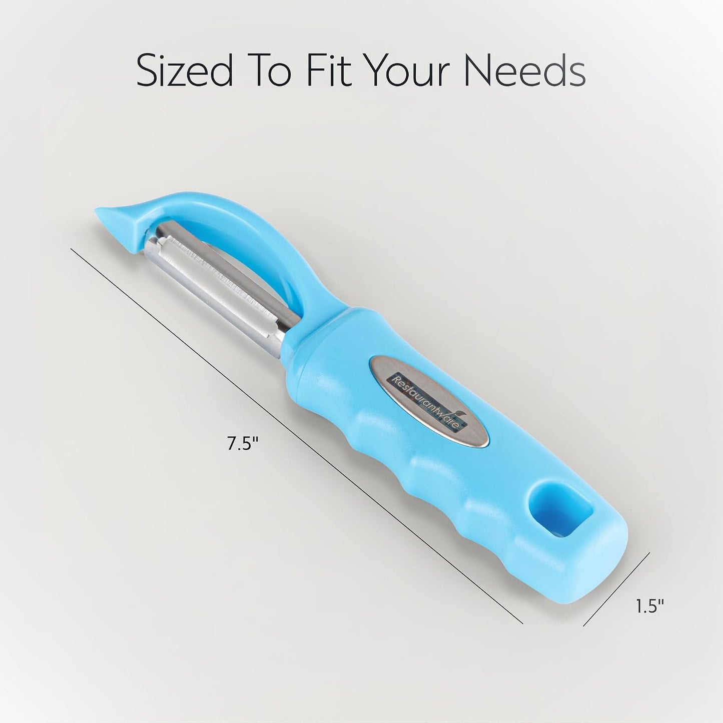 Comfy Grip 7.5 Inch Vegetable Peeler 1 Durable Potato Peeler - Sharp Swivel Blade Ambidextrous Handle Blue Stainless Steel Veggie Peeler Built-In Blemish Remover